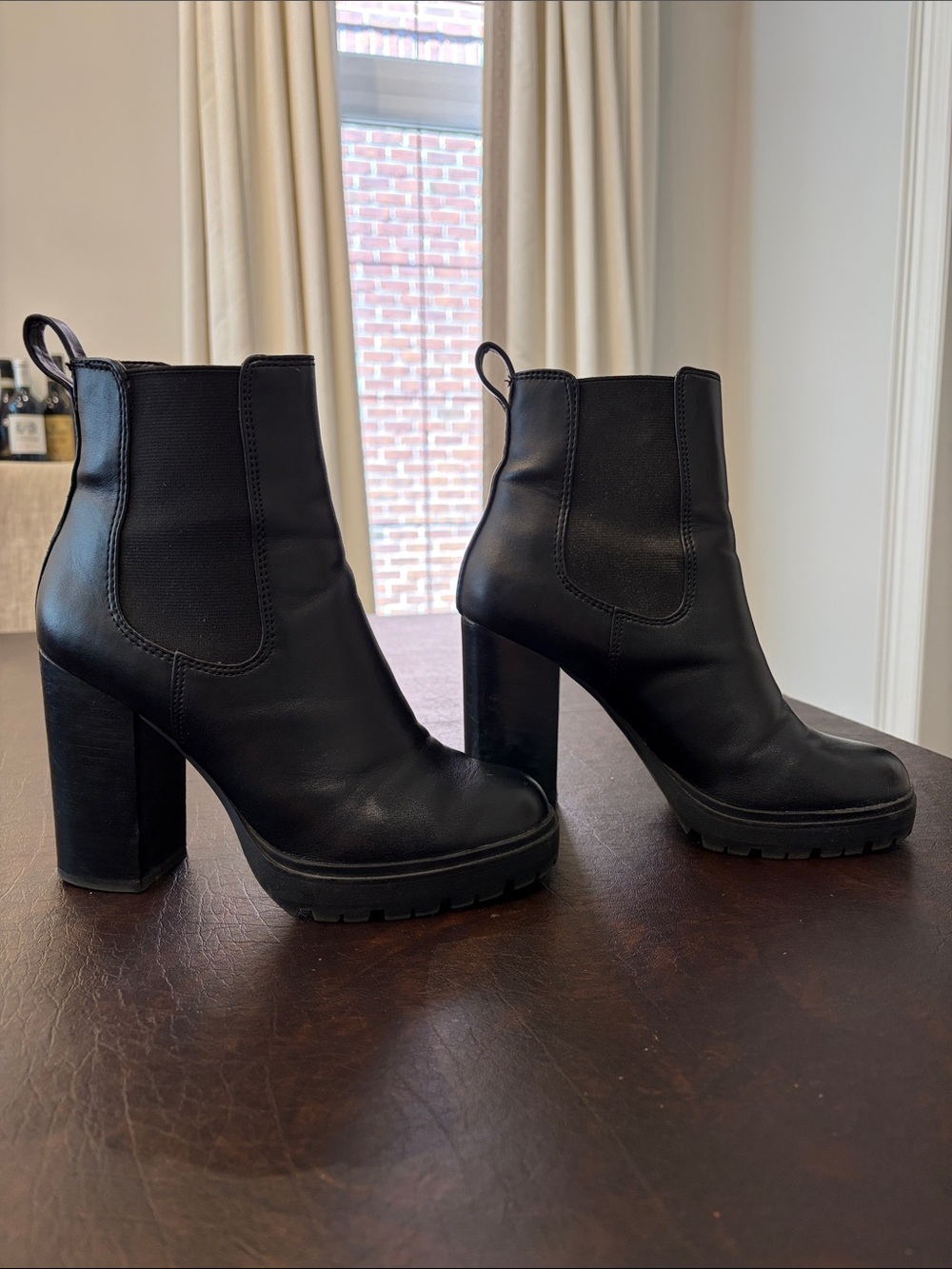 Steve Madden Women's Black Platform Block Heel Ankle Boots